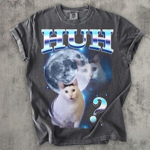 HUH - Camiseta divertida con meme de gato, regalo para mujer y hombre, camisetas feas, camiseta desquiciada, ropa de gatos tontos, camiseta de colores cómodos, regalos Pepper