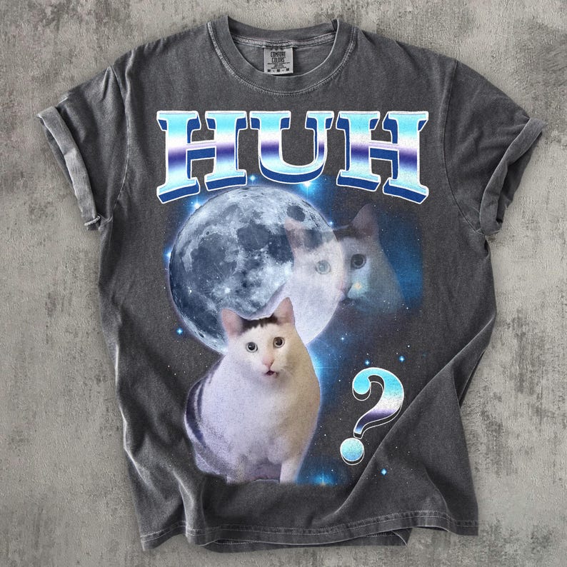 HUH - Camiseta divertida con meme de gato, regalo para mujer y hombre, camisetas feas, camiseta desquiciada, ropa de gatos tontos, camiseta de colores cómodos, regalos Pepper