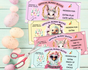 Easter Bunny Bucks Coupons: Printable Easter Egg Fillers (Editable Canva Template)