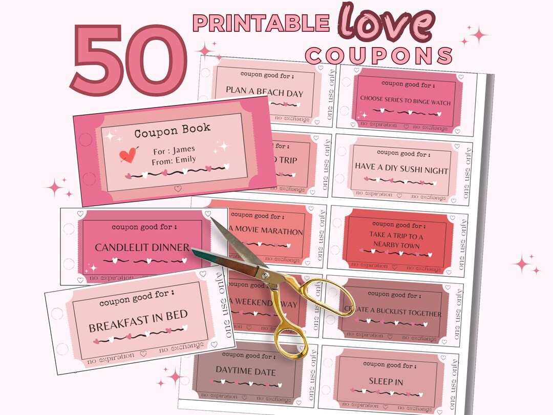 Love Coupon Book, Printable Coupon Book, Valentine's Day Gift, Last ...