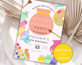 Pottery Painting Party Invitation: Editable Art Birthday Invite (Digital Download)