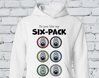 Funny Six-Pack Hoodie & T-Shirt - Fizzy Drink Edition | Father's Day Gift | Funny Gift Idea | Uni-sex Adult Sizes | 3 Colour Options