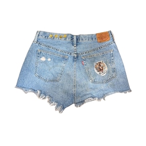 Custom Levi Hand-Made Denim Shorts - Personalized Levi’s, Embroidery Patchwork Levi Shorts