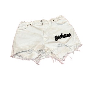 Levi's personalizados / Pantalones cortos de mezclilla / Diseños artísticos únicos de Jean / Levi's personalizados / Levi's reciclados / Parches de bordado
