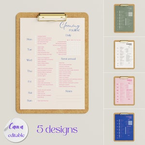 EDITABLE Cleaning Planner | Cleaning Checklist | Weekly House Chores | ADHD Clean Home | Household Planner Printable | Cleaning Schedule