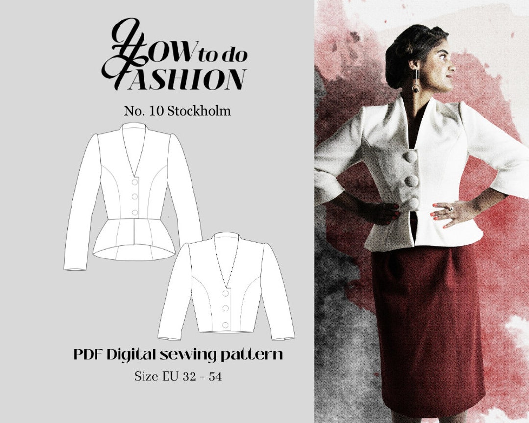 Blazer Jacket Sewing Pattern, Vintage Inspired, No. 10 Stockholm From