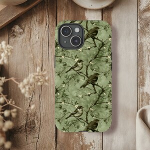 Phone Case Birds iPhone Samsung Google Pixel Magsafe Tough Flexi Case Vintage Art Dark Cottagecore Dark Academia Forestcore Toile Gift