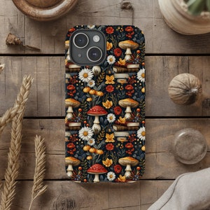 Phone Case Mushroom iPhone Samsung Google Pixel Magsafe Tough Flexi Case Vintage Art Dark Cottagecore Dark Academia Forestcore Witchy Gift