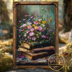 Plakat dekoracyjny biblioteki dla miłośnika książek Dekoracja ścienna Prezent dla czytelnika Sztuka ścienna w stylu książkowym Styl vintage Wydruk Bibliotekarz Ilustracja Dark Academia