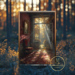 Whimsigoth Moody Print Dark Poster Lost Place Arte in stile vintage Decorazione per soggiorno di vecchi tempi Arte murale autunnale per casa in stile cottagecore scuro