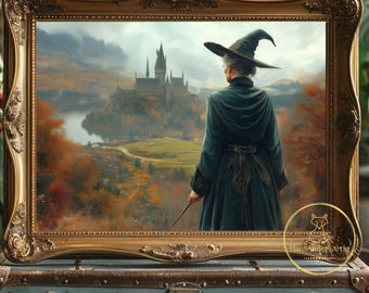 Wizard School Poster Late Headmistress Witch Print Magic Castle Gift For Fantasy Fan Potter Art Dark Academia Wall Decor Library Witchy Gift
