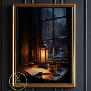 Poster Dark Academia Stampa artistica Dipinto Lanterna Stampa scura Mistico Gotico Stile vintage Arte murale Regalo Dark Cottagecore Goblincore Arte libresca