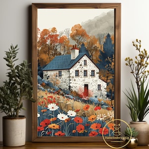 Poster Autumn Wall Art For Fall Lover Cottagecore Gift For Rustic Country Living Room Decor Granola Girl Print Colorful Nature Cottage
