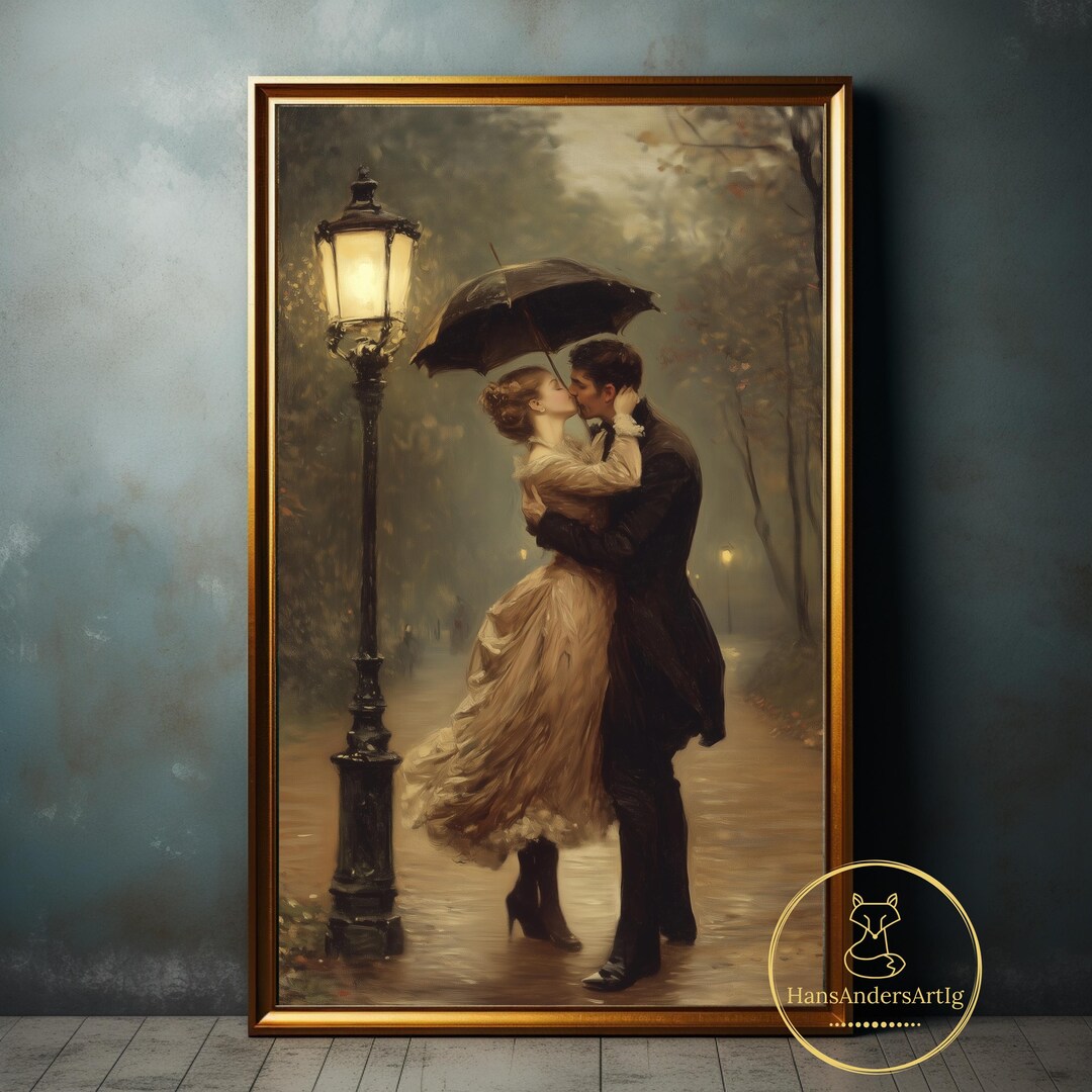 Vintage Style Poster Romantic Couple Nostalgic Wall Art Love Couple ...