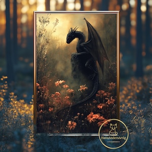 Dark Wall Art Dragon Poster Fantasy Art Mystic Living Room Decor For Dark Academia Home Fairycore Gift Print Magic World Fantastic Creature