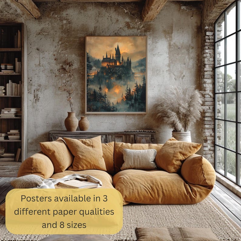 Witchy gift idea featuring a magical castle, ideal for lovers of fantasy and bookish art.