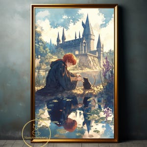 Magic School Poster Ginger Boy Rat Wall Art Wizard Castle Print Dark Academia Illustration Bookish Wall Decor Witchy Gift For Fantasy Fan