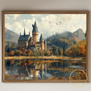 Poster Magic Castle Vintage Style Art Print Magic School Fantasy Fan Decor Dark Academia Wall Art Potter Art Landscape Gift For Book Lover