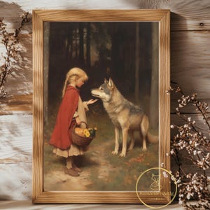 Affiche du Petit Chaperon rouge, conte de fées, décoration murale pour chambre d'enfant, impression classique des frères Grimm, illustration de livre pour enfants