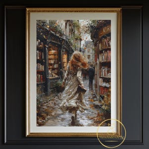 Poster Book Thief Girl Dark Academia Art Print Vintage Style Print Bookish Decor Book Lover Wall Art Dark Cottagecore Goblincore Witchy Gift