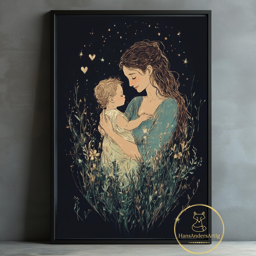 Keepsake Poster Mother and Child Print Love Cottagecore Wall Art for ...