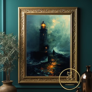 Dark Moody Gothic Poster Lighthouse Wall Art Vintage Style Poster For Nostalgia Lover Dark Cottagecore Whimsigoth Gift Oceanscape Wall Decor
