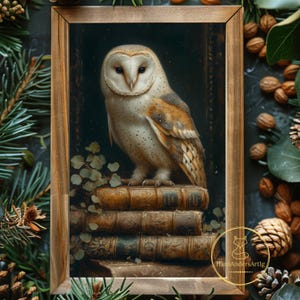 Owl Book Poster Library Wall Art Vintage Style Bookish Print Book Lover Wall Decor Dark Cottagecore Dark Academia Goblincore Gift For Reader