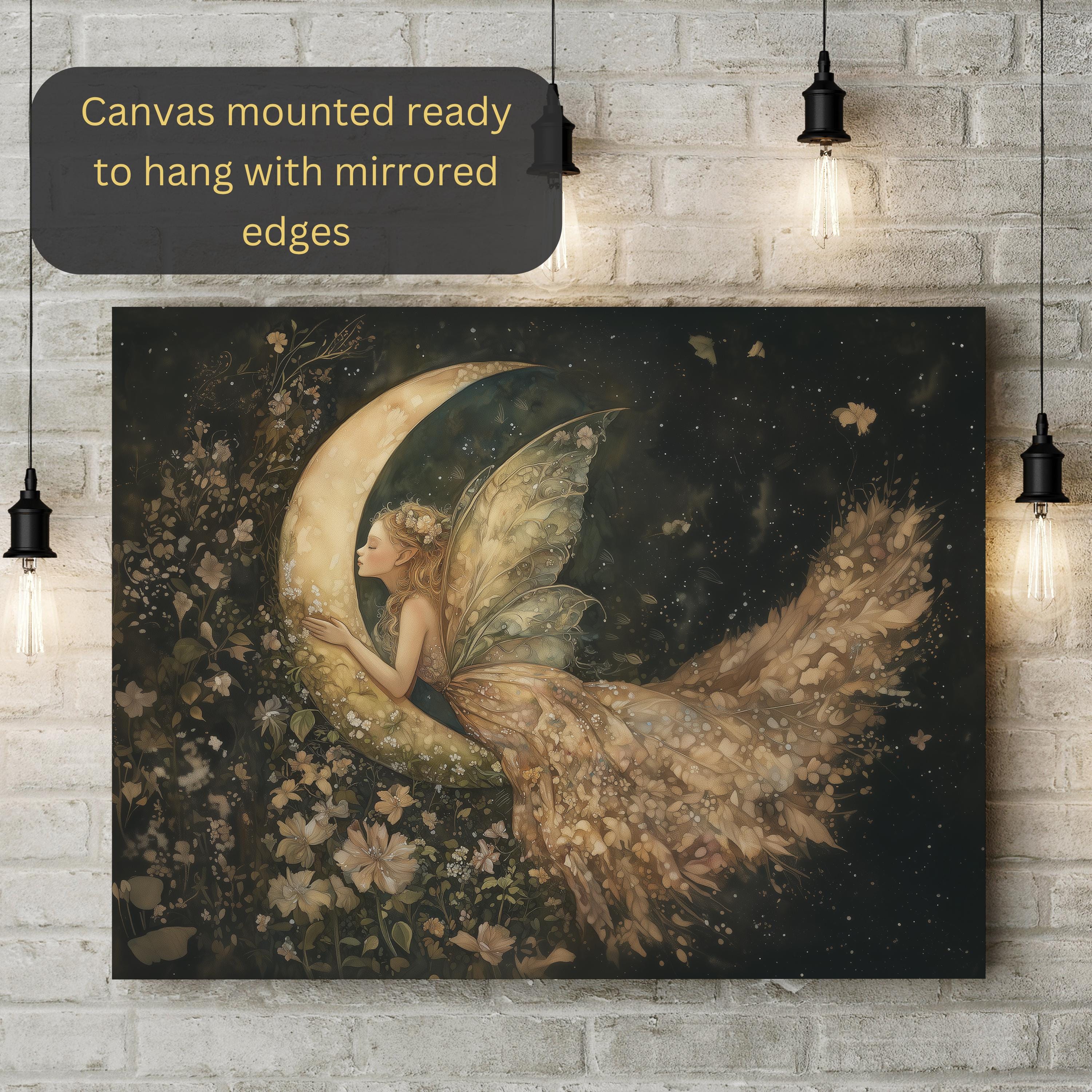 Vintage Style Fairy Poster Moon Light Whimsy Cottagecore Art Print ...