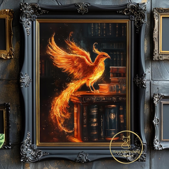 Magic Phoenix Poster Magic School Wall Art Print Wizard School Dark Academia Illustration Bookish Wall Decor Witchy Gift For Fantasy Fan
