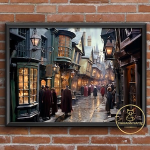 Affiche Wizard Alley Fantasy Fan Poster Print Gift Magic School Witchy Gift Bookish Decor Magical Wall Art Dark Academia Style Wall Decor