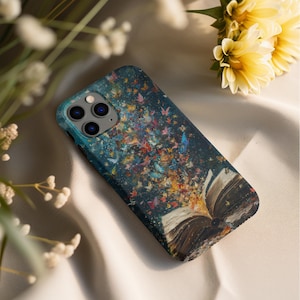 Book Art Phone Case iPhone Samsung or Google Pixel Magsafe Tough Case Flexi Case Librarian Bookish Gift Book Nerd Illustration Dark Academia