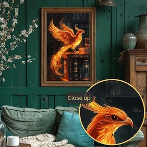Glowing phoenix wizard school poster
