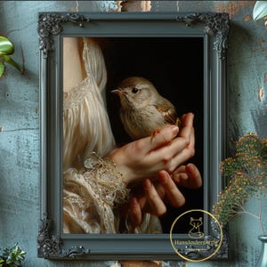 Dark Cottagecore Bird Poster Vintage Style Wall Art Dark Academia Illustration Witchy Gift For Nostalgia Lover Sparrow Wall Decor Dark Art