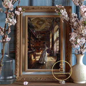 Library Poster Dark Academia Wall Art Woman Vintage Style Poster For Nostalgia Lover Dark Cottagecore Bookish Gift For Reader Wall Decor