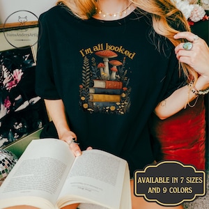 Whimsy Mushroom TShirt For Reader Cottagecore Bookish Shirt Gift For Nerdy Librarian Print Tee Forest Bella Canvas Shirt Goblincore Book Tee