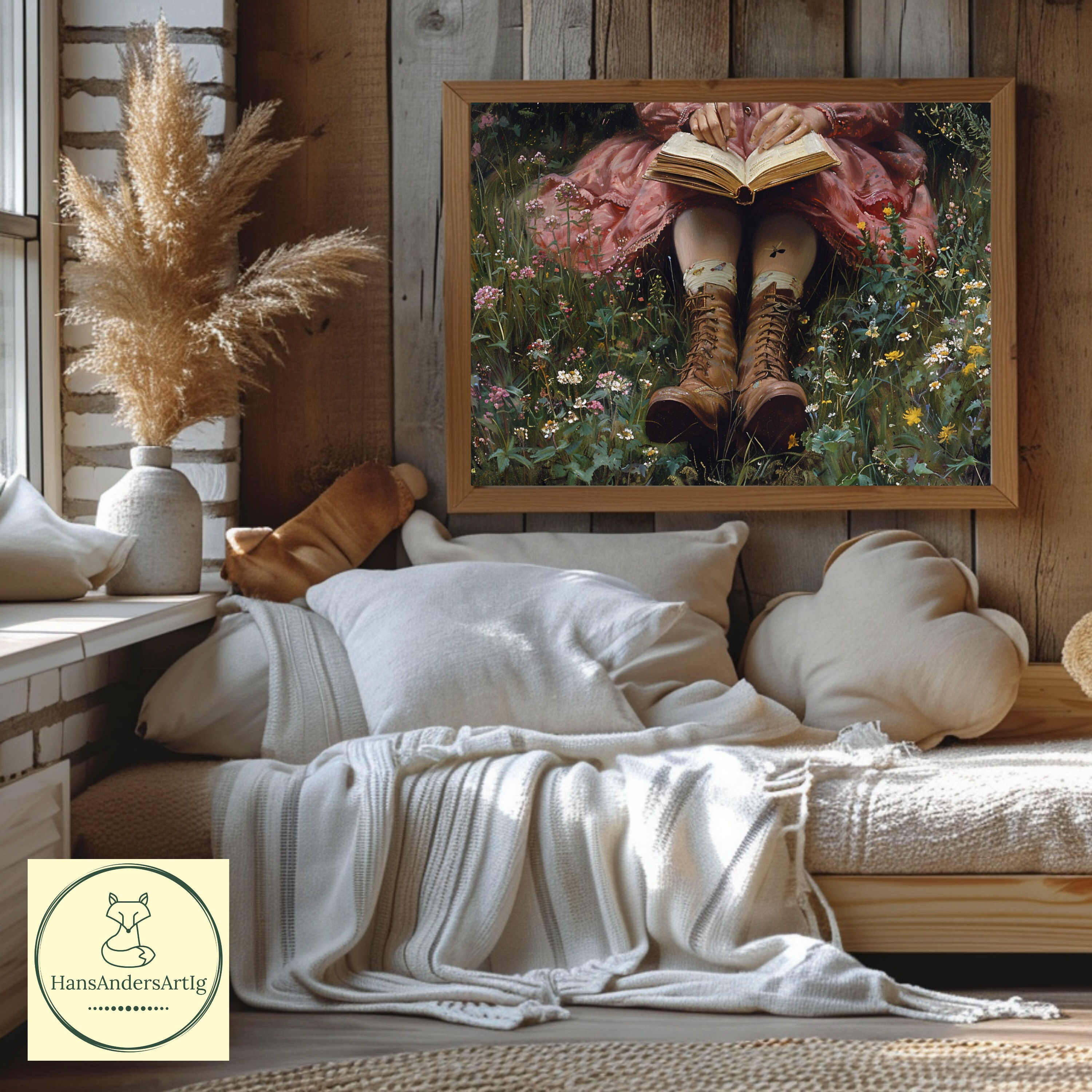 Cottagecore Poster Reading Art Vintage Style Book Print Dark Academia ...