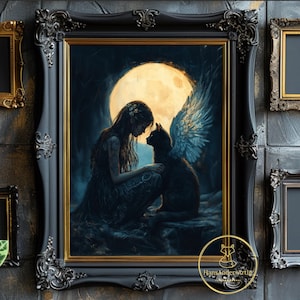 Memorial Poster Deceased Cat Grieving Art Memory Home Decor Print Late Feline Wall Art Dark Academia Gift For Mourning Cat Lover Cat Angel