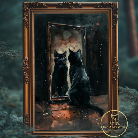 Cat Lover Poster Dark Print Black Cat Dark Academia Gothic Wall Art Cat Dark Cottagecore Witchy Gift For Feline Lover Nostalgia Wall Decor