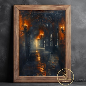 Moody Poster Magic Castle Wizard Art Print Wizard School Painting Dark Academia Illustration Bookish Wall Decor Witchy Gift For Fantasy Fan
