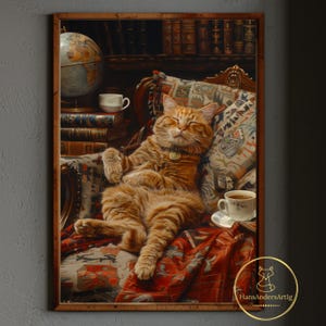 Poster con gatti, amante dei libri, decorazione da parete, stampa artistica con gatti, stile cottagecore scuro, decorazione accademica scura per lettori, regalo per amanti del vintage, regalo per amanti dei libri, decorazione da parete
