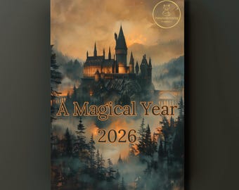 Wall Calendar 2026 Witchy Gift For Fantasy Fan Wall Art Magic School Wall Decor Wizard Castle Art Illustration For Book Nerd Dark Academia