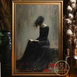 Dark Academia Poster For Reader Woman Vintage Style Bookish Art Dark Cottagecore Witchy Gift For Book Lover Library Wall Decor Living Room