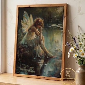 Fairy Wall Art Poster Woodland Whimsical Print Fantasy Cottagecore Decor Nature Spirit Illustration Fairycore Gift Enchanted Forest Artwork