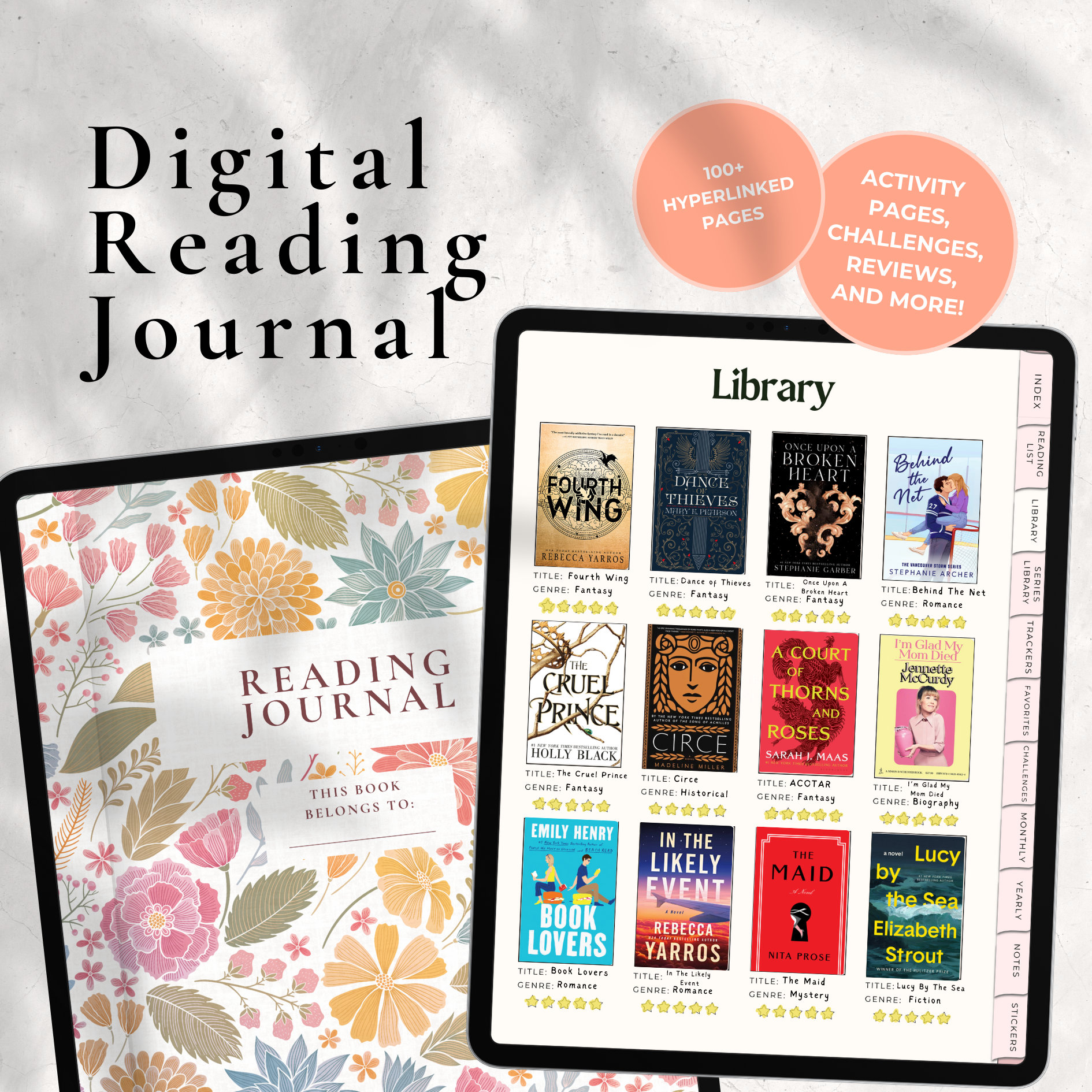 Digital Reading Journal, Hyperlinked Planner for Goodnotes, Book Review ...