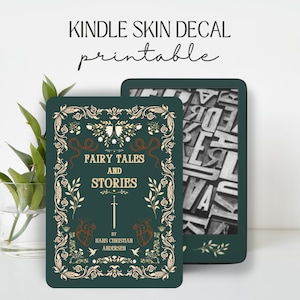 Kindle Skin-stickerhoes invoegen vintage hardcover StoryBook groen ontwerp | DIGITALE DOWNLOAD PNG