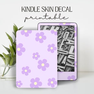 Naklejka na Kindle Skin Wkładka Fioletowe kwiaty Kwiatowy wzór | CYFROWE POBIERANIE PNG