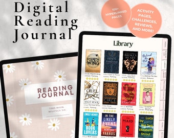 Digital Hyperlinked Reading Journal, Book Review Tracker for Goodnotes