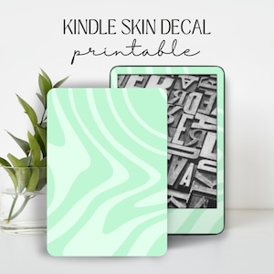 Kindle Skin sticker-hoesje inzetstuk saliegroen wervelend groovy ontwerp | DIGITALE DOWNLOAD PNG