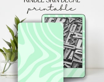 Kindle Skin Decal Case Invoegen Salie Groene Swirl Groovy Design | DIGITALE DOWNLOAD PNG