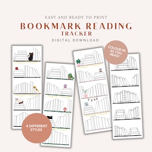 Bookmark Bookshelf Reading Tracker, Reading Tracker, Printable book challenge, Bookshelf Template, 50 Book Reading Challenge
